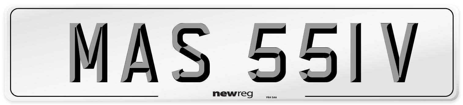 MAS 551V Number Plate from New Reg